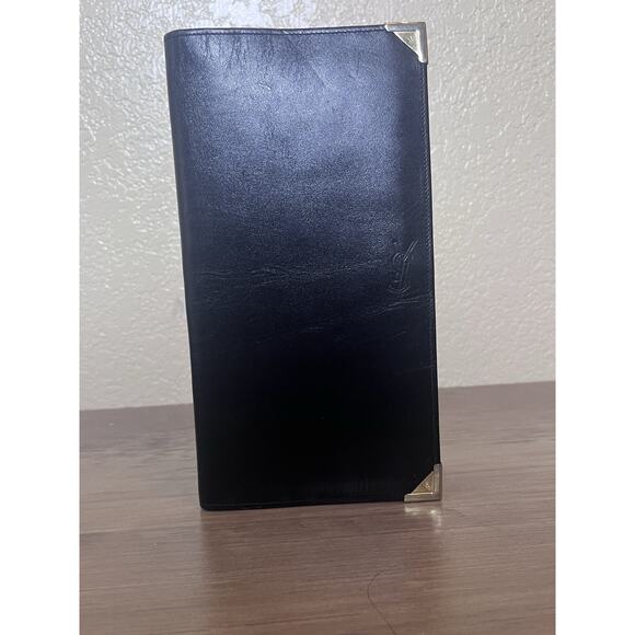 YSL Saint Laurent Long Wallet – Embossed Logo – Gold Corner Hardware - Picture 1 of 5